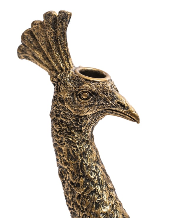 Gold Peacock Candle Holder