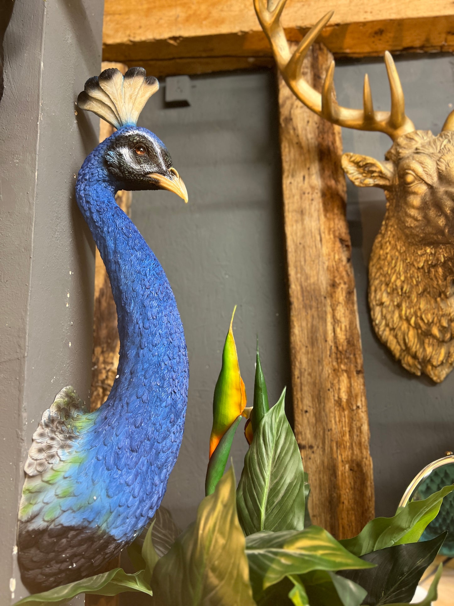 Peacock Head Wall Figure