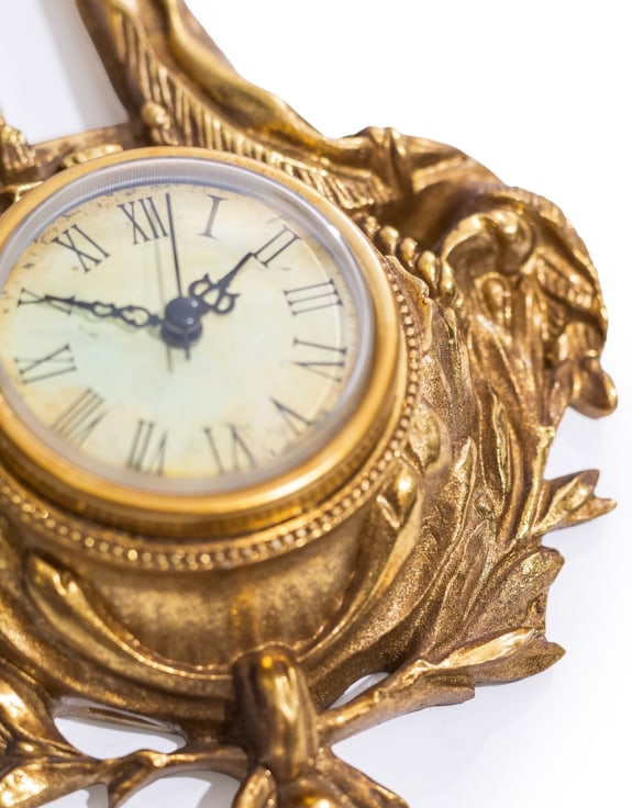 Gold Hanging Ornate Bow Wall Clock
