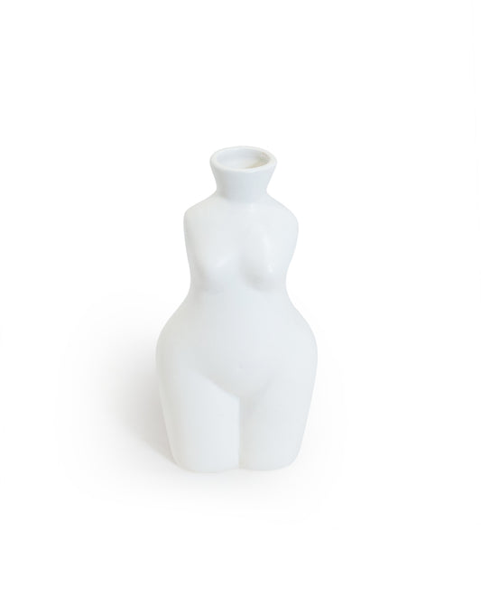 Matt White Small Female Body Ceramic Stem Vase