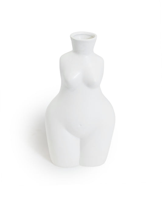 Matt White Medium Female Body Ceramic Stem Vase