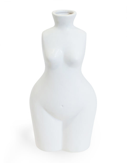 Matt White Large Female Body Ceramic Stem Vase
