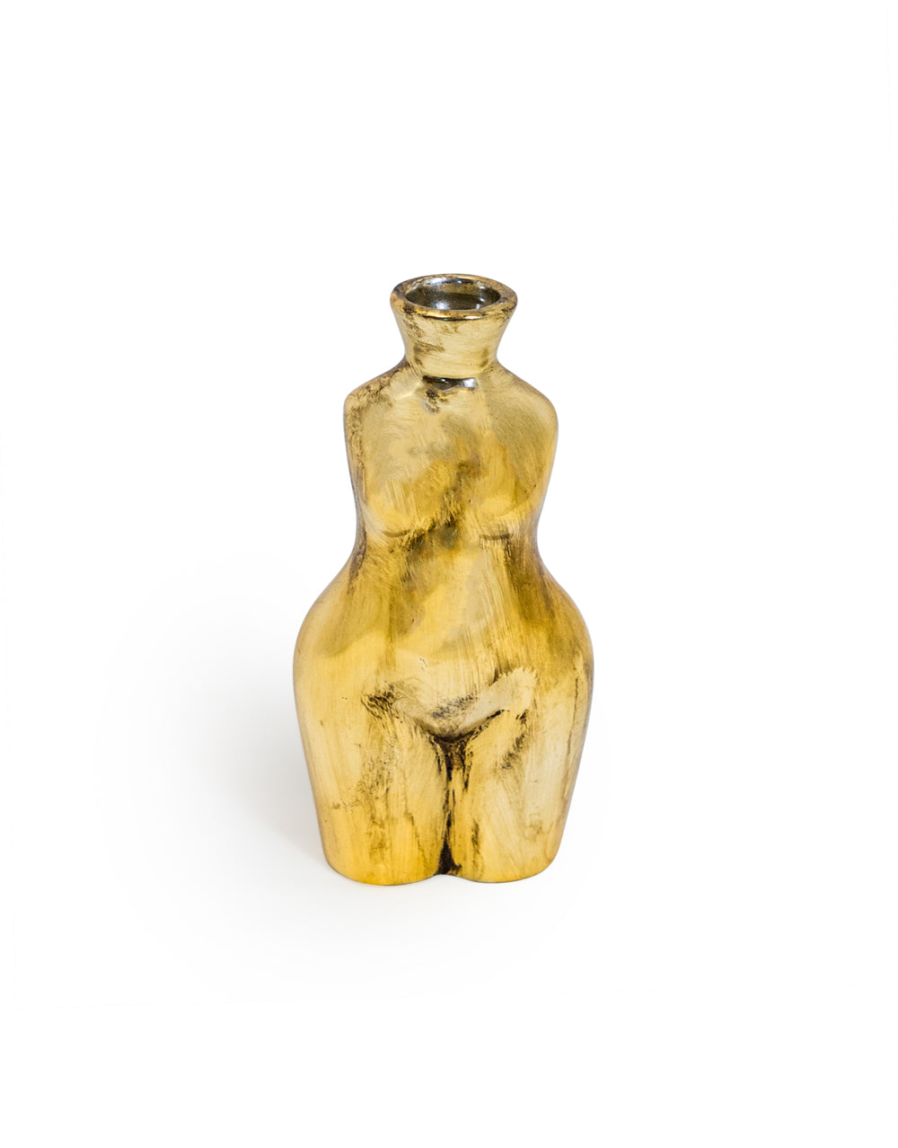 Antique Gold Small Female Body Ceramic Stem Vase