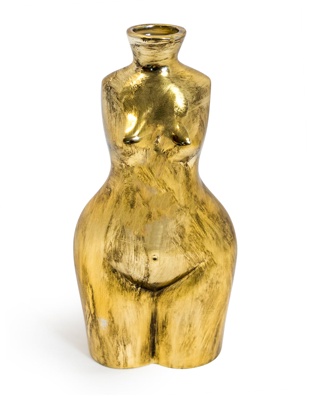 Antique Gold Large Female Body Ceramic Stem Vase