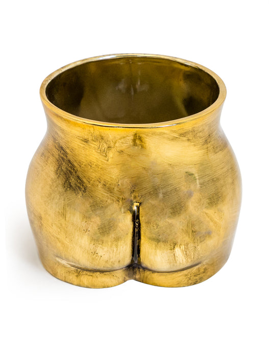 Antique Gold Large Booty Flower Pot/Storage Jar