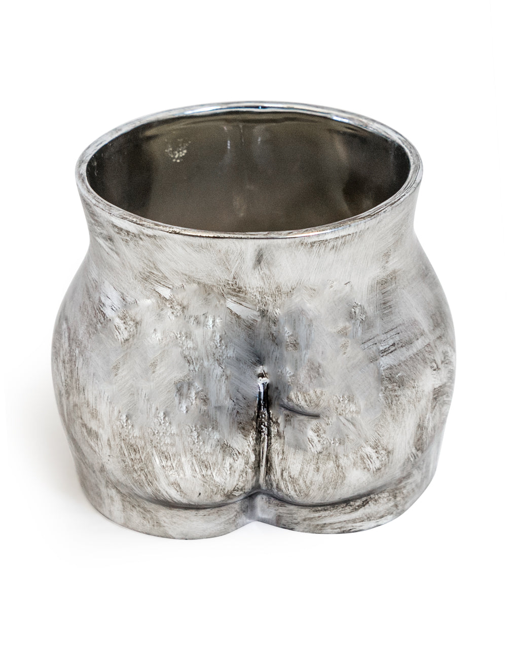 Antique Silver Large Booty Flower Pot/Storage Jar