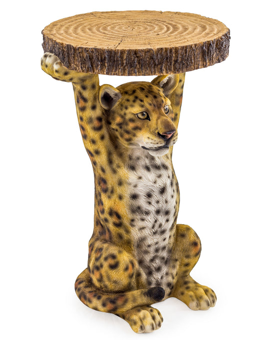 Leopard Holding "Trunk Slice" Side Table
