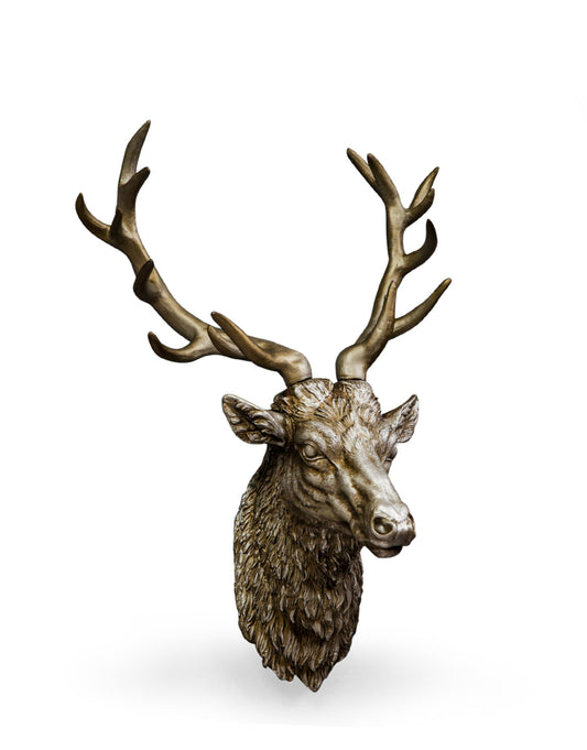 Large Antique Silver Stag Wall Head