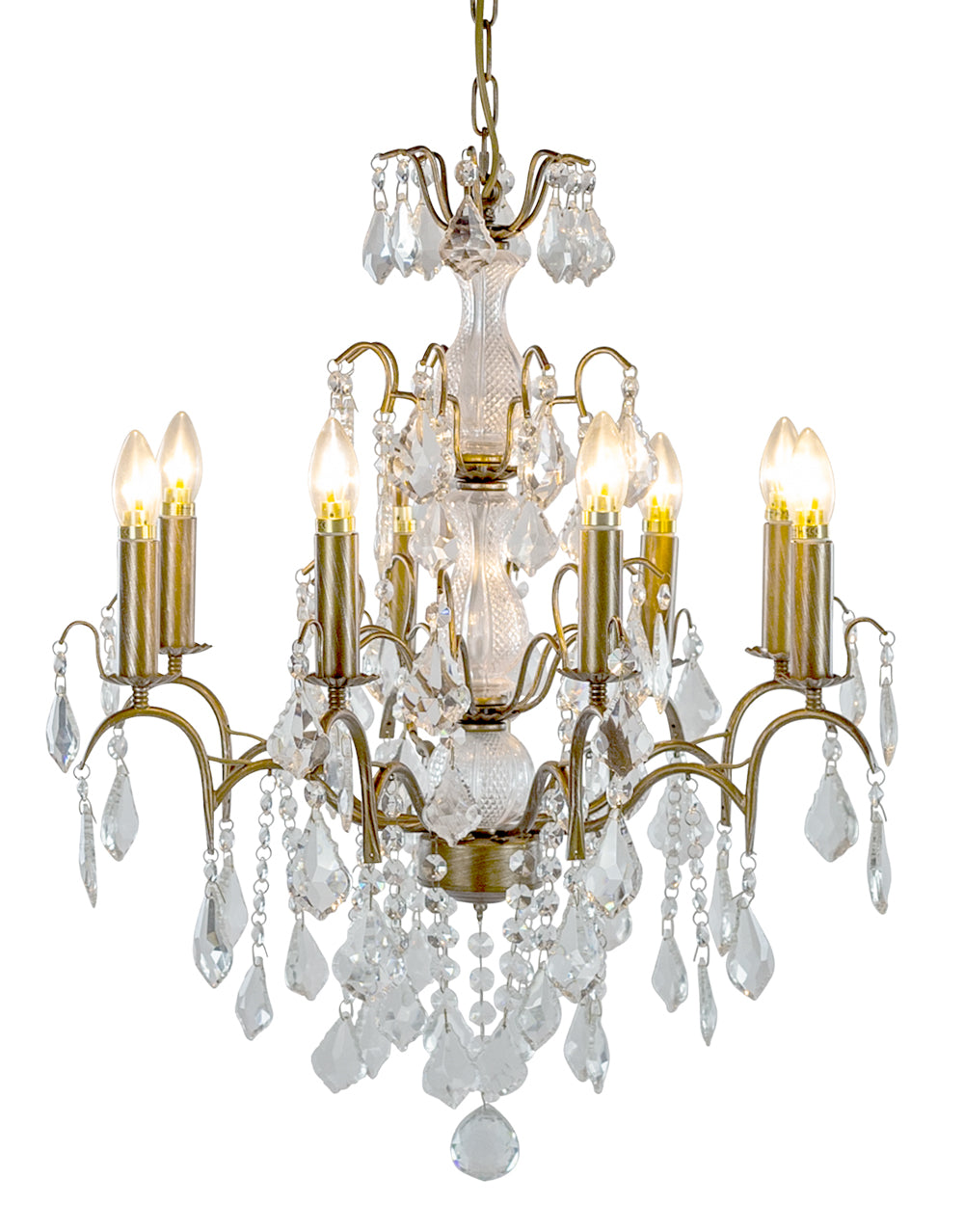 Large Gold 8 Branch French Chandelier