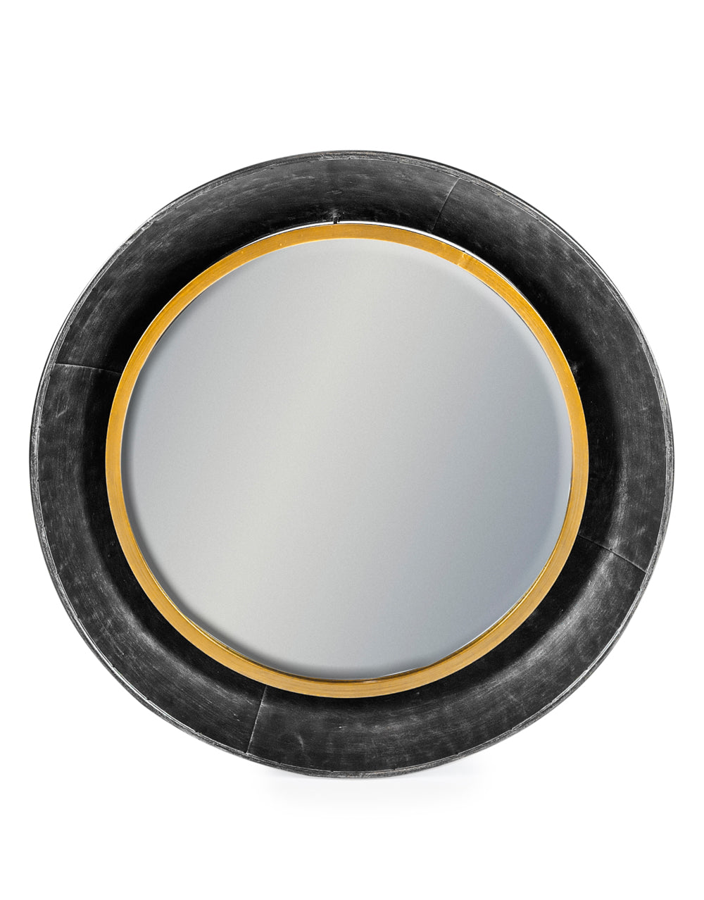 Black and Bronze Medium Round Lincoln Wall Mirror