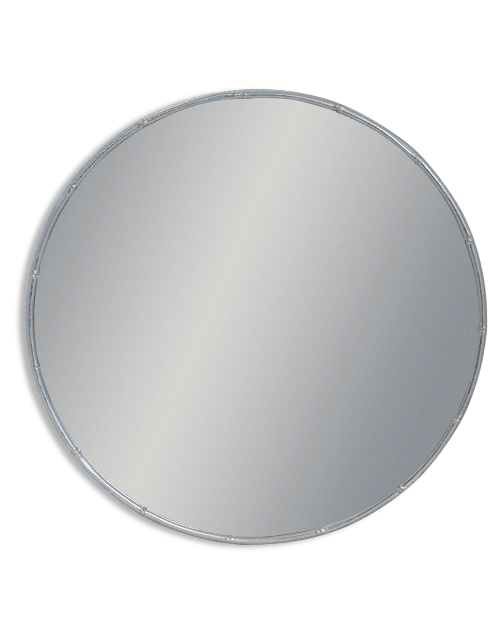Antique Silver Round Metal Bamboo Wall Mirror