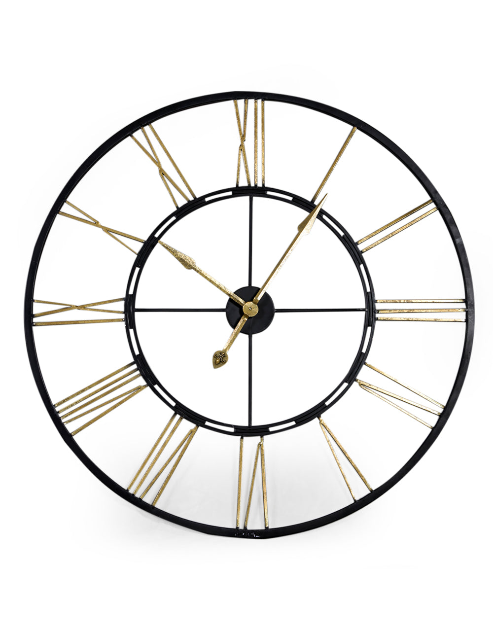 Large Black and Gold Iron Skeleton Clock