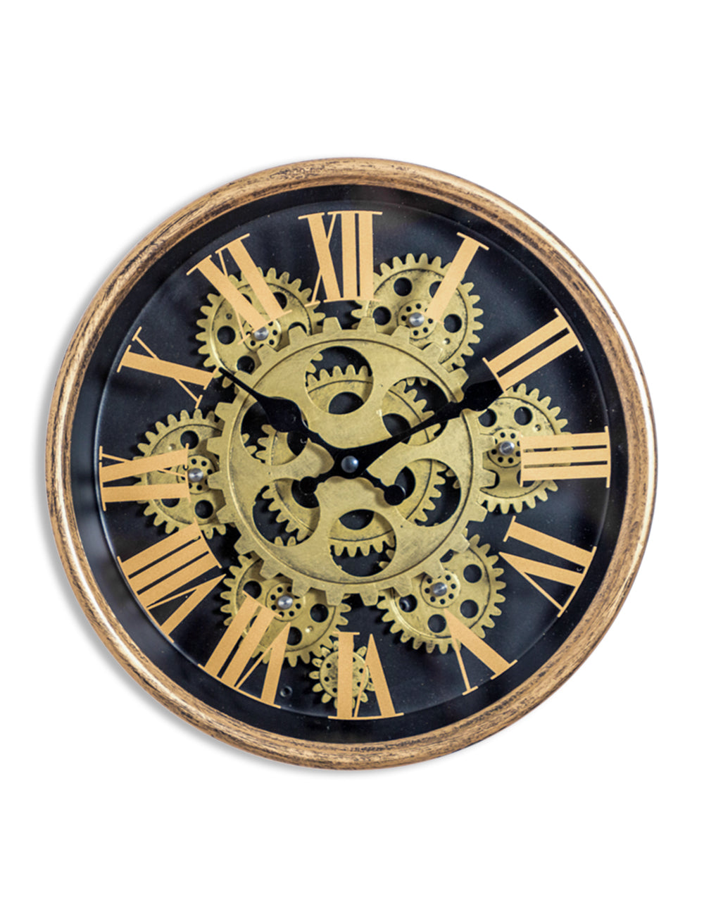 Black and Gold Small Moving Gears Clock