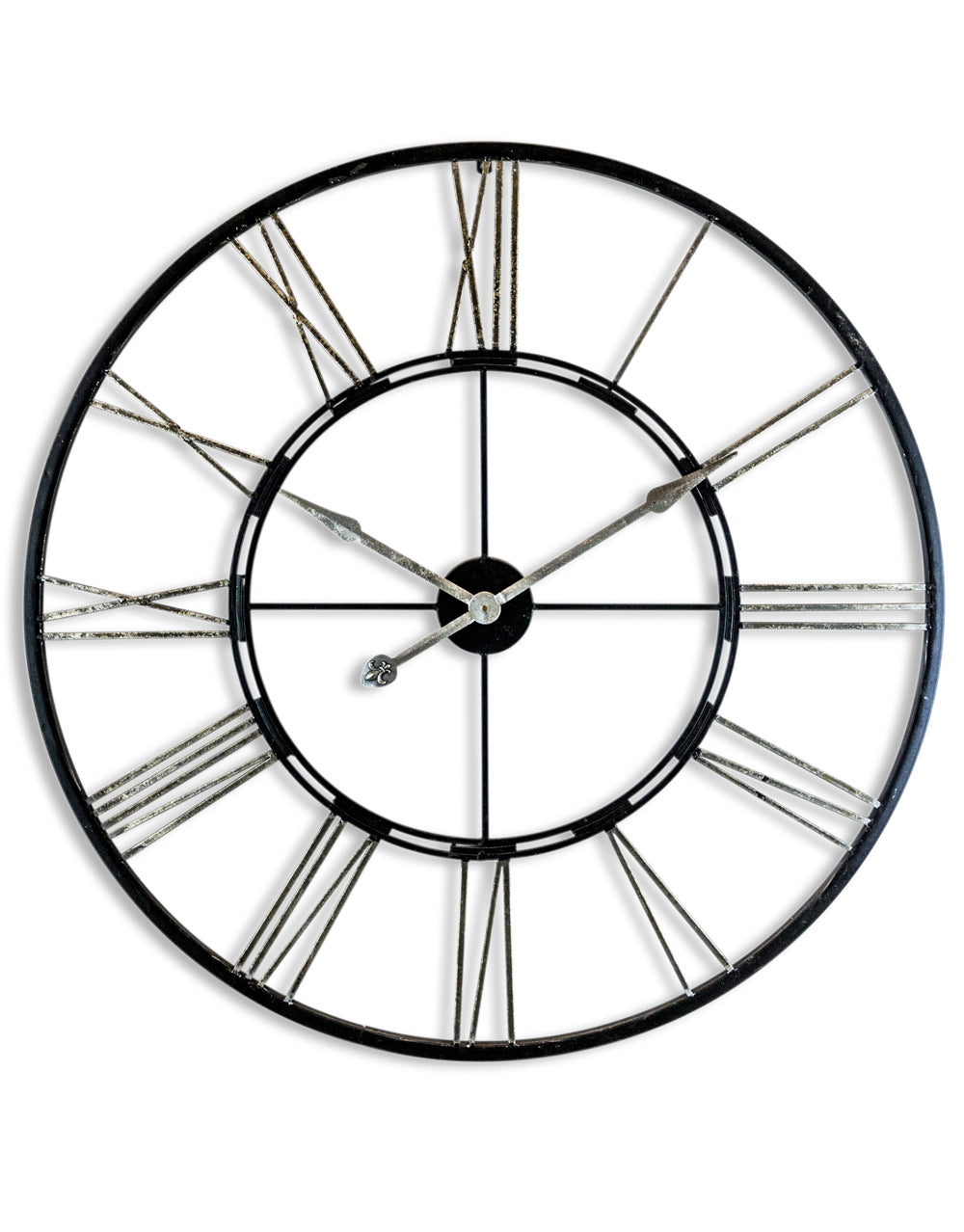 Large Black and Silver Iron Skeleton Clock