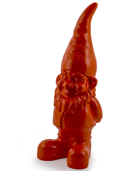 Giant Bright Orange Standing Gnome Figure