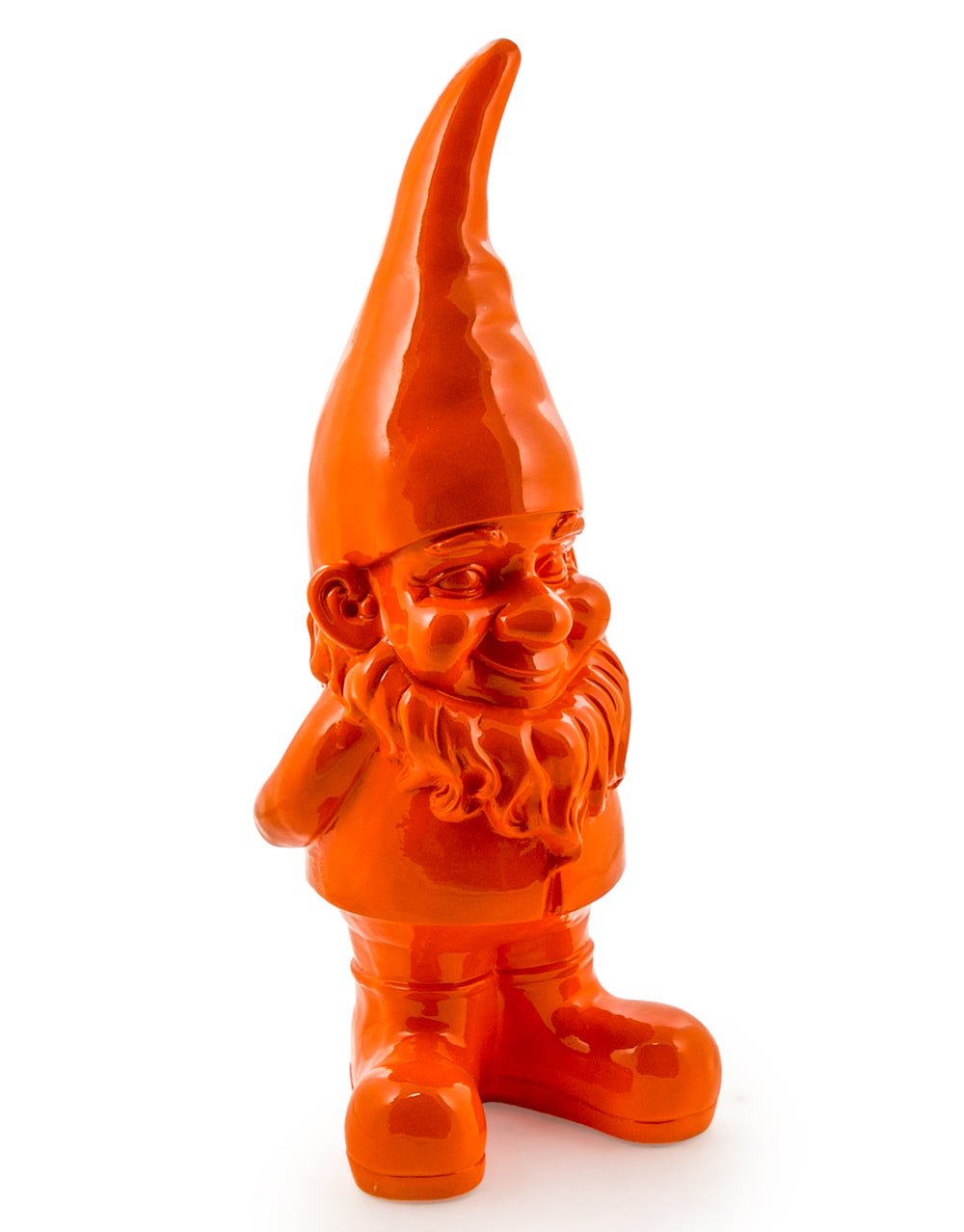 Large Bright Orange Standing Gnome Figure