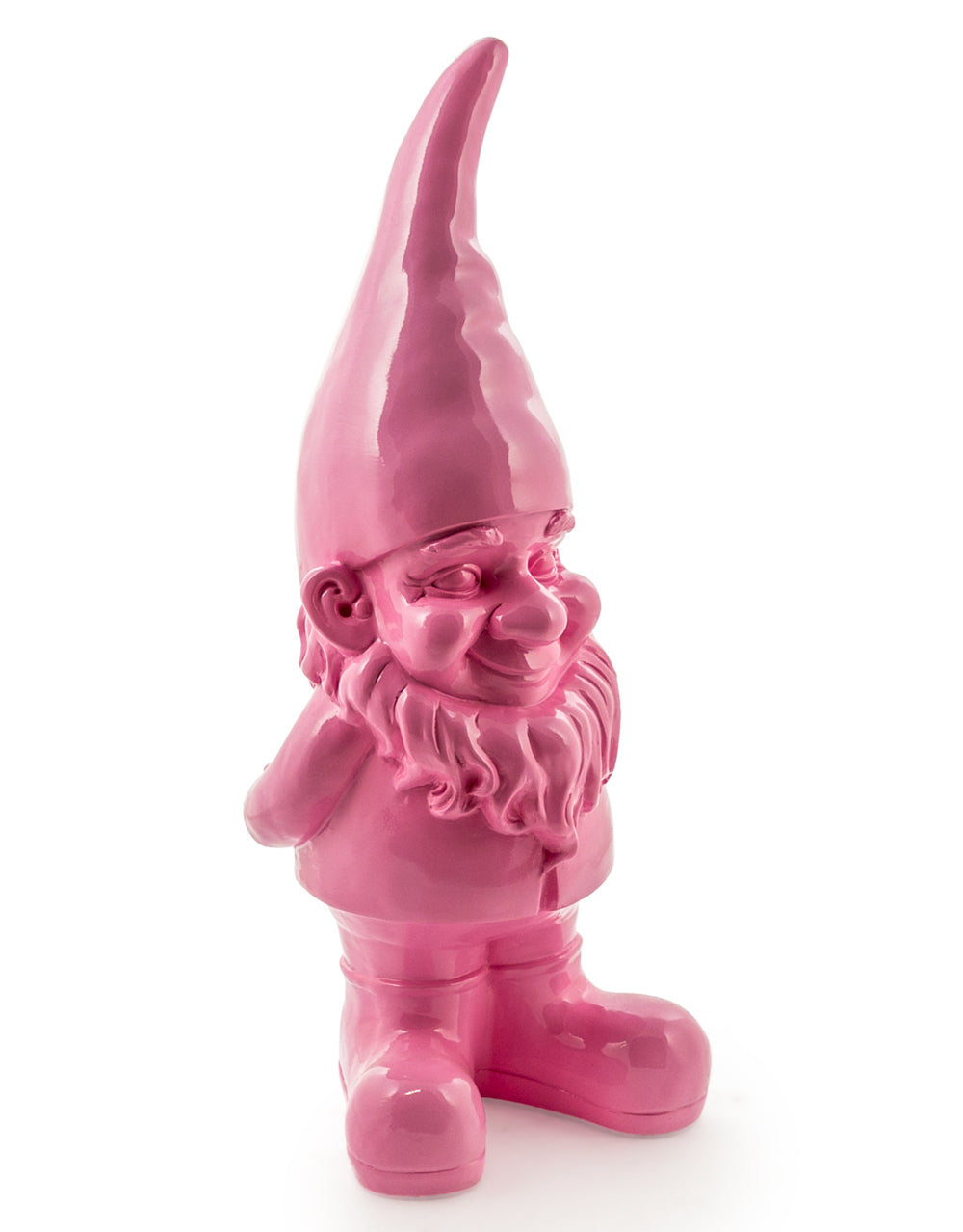 Large Bright Pink Standing Gnome Figure