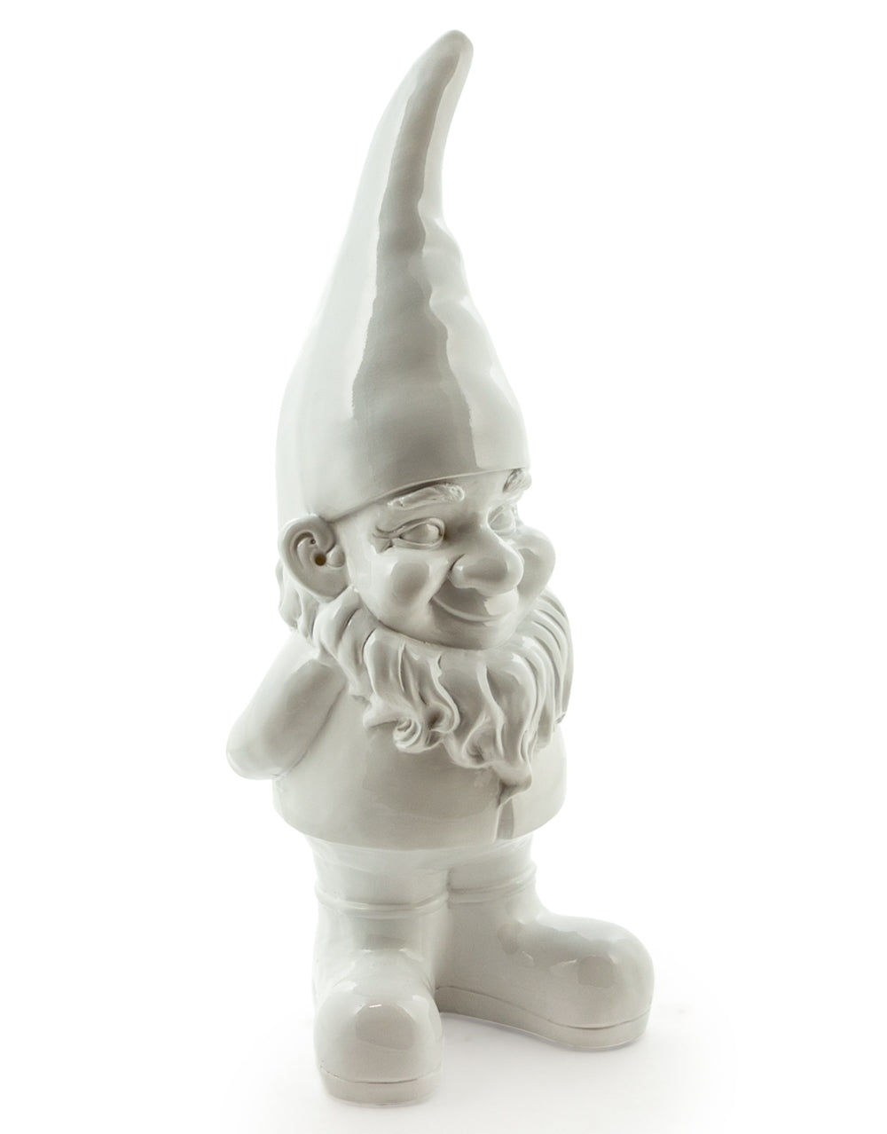 Large Bright White Standing Gnome Figure