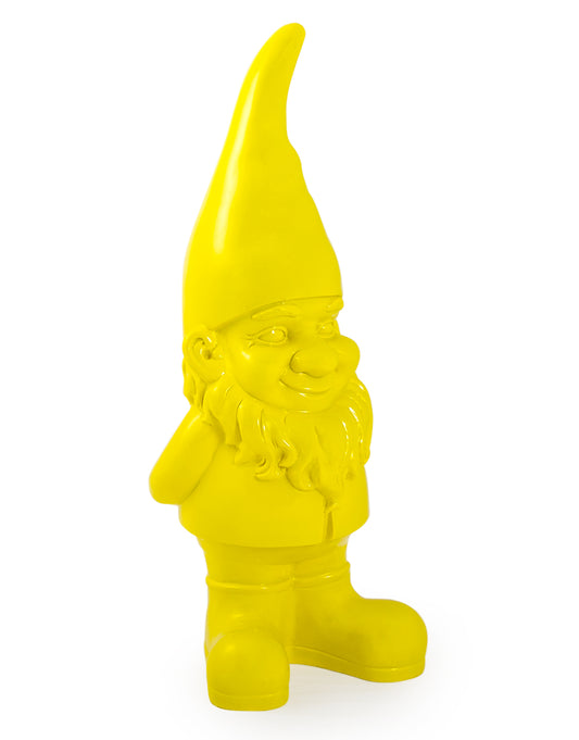 Large Bright Yellow Standing Gnome Figure