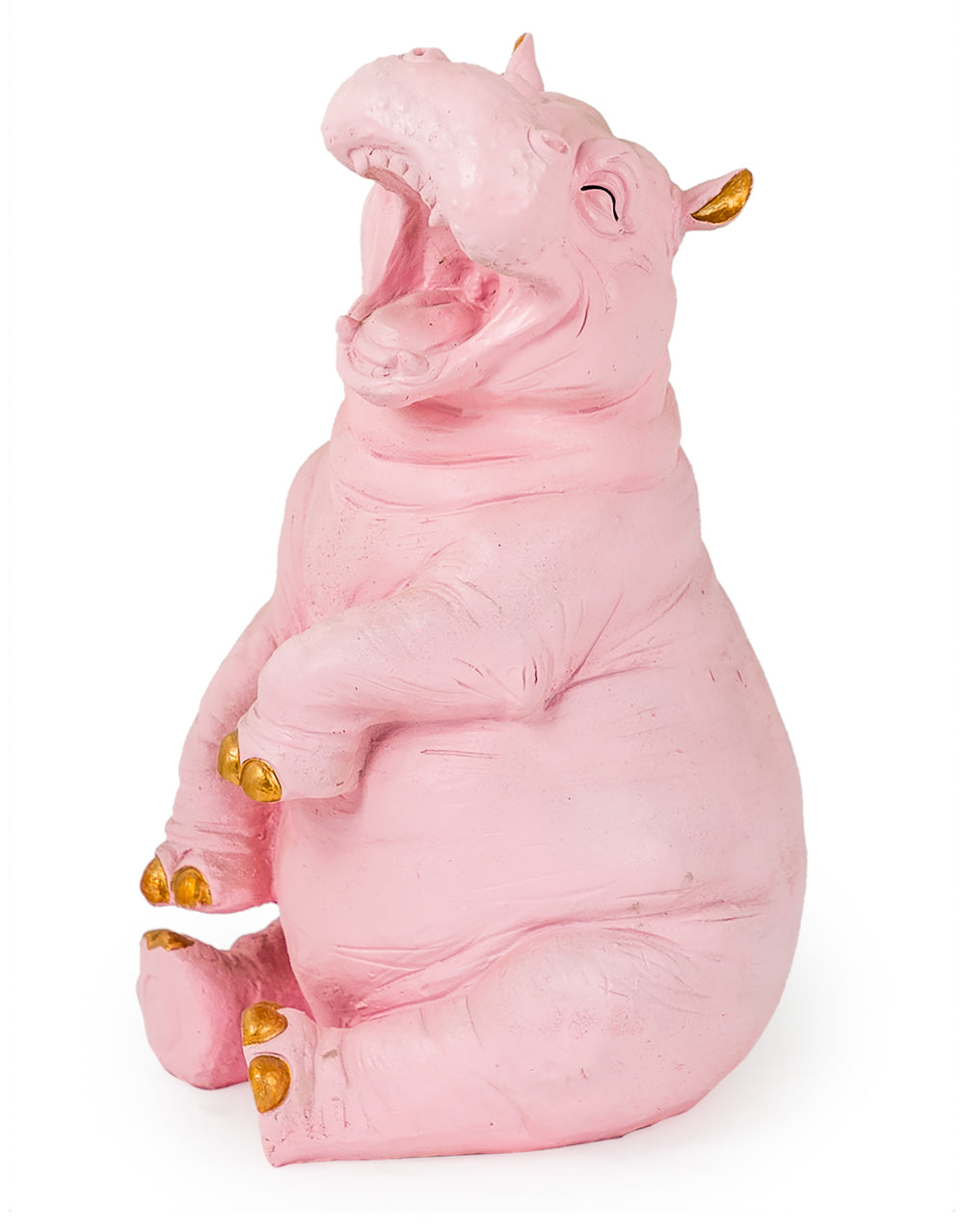 Pink with Gold Details Laughing Hippo Figure