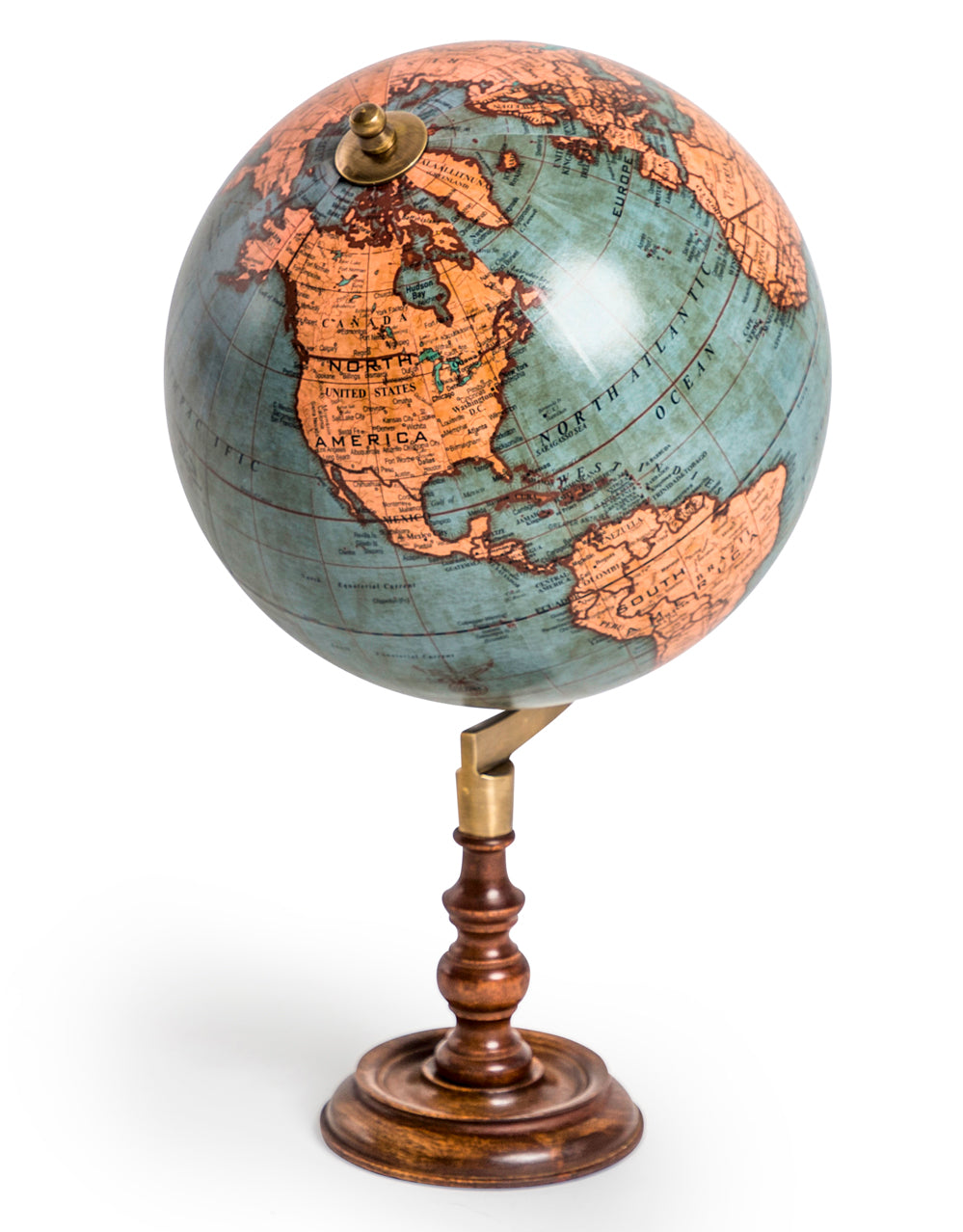 Antique Globe on Wooden Stand Ornament