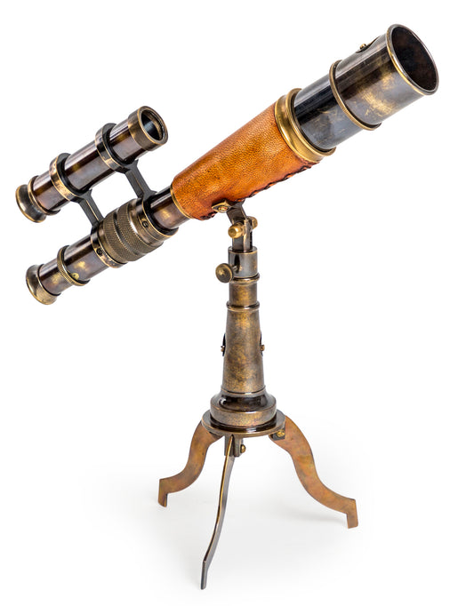Antiqued Ornamental Telescope on Metal Stand