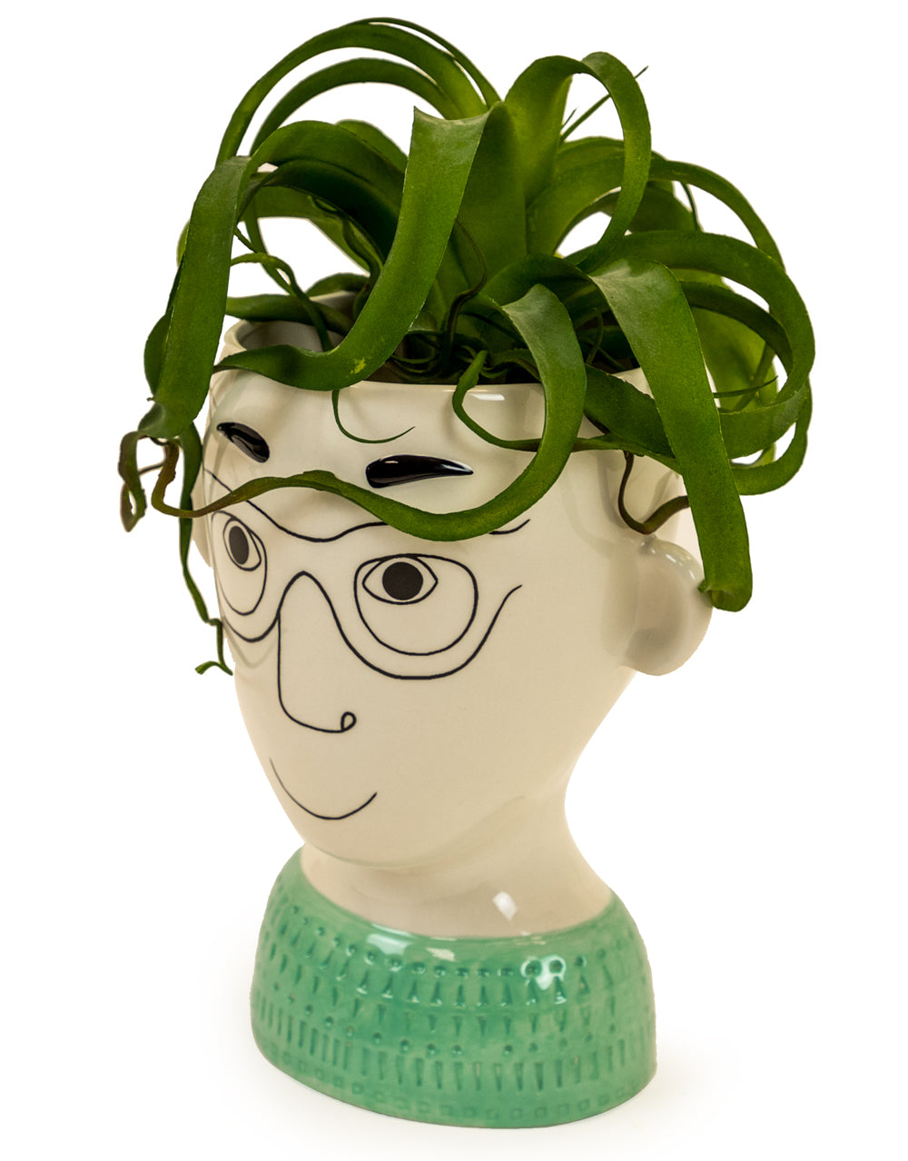Ceramic Doodle Man's Face Vase - Glasses