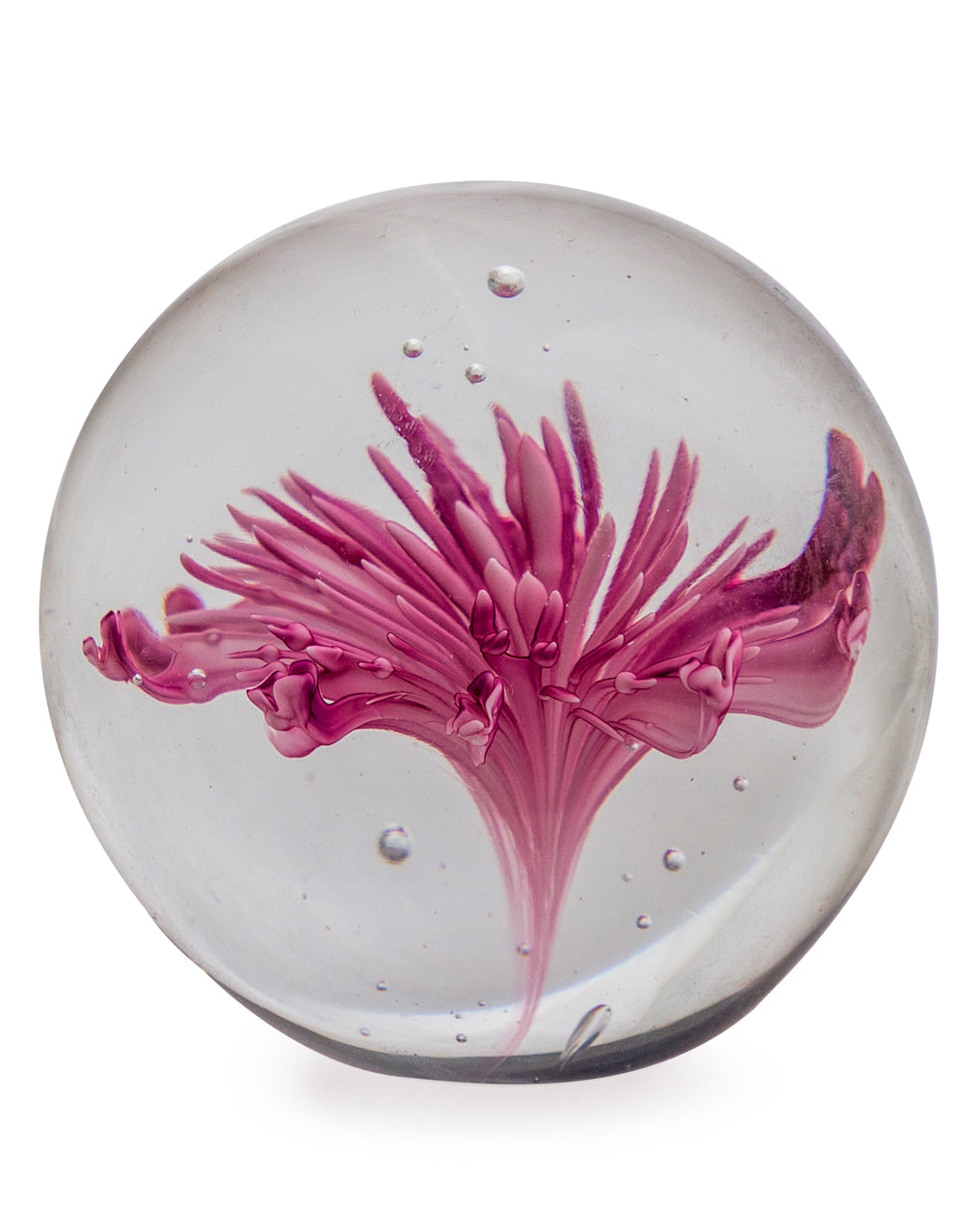 Large Purple & White Flower Glass Ball Paperweight with Gift Box
