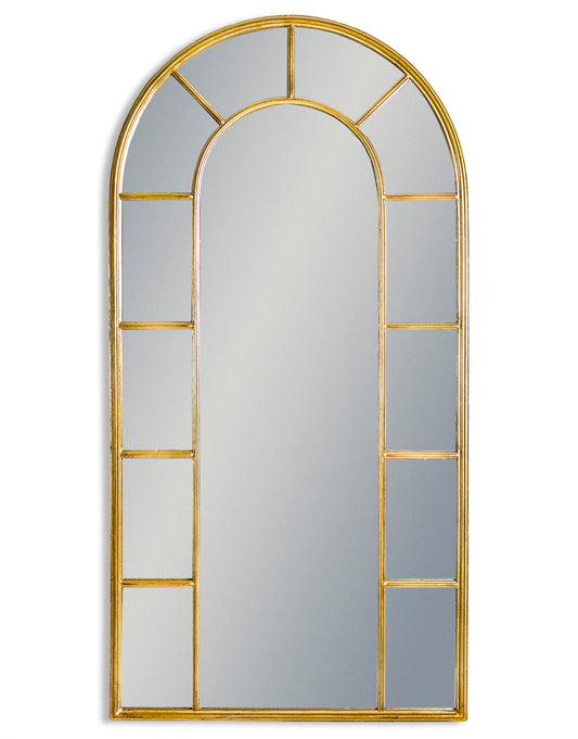 Antique Gold/Bronze Metal Arch Window Mirror