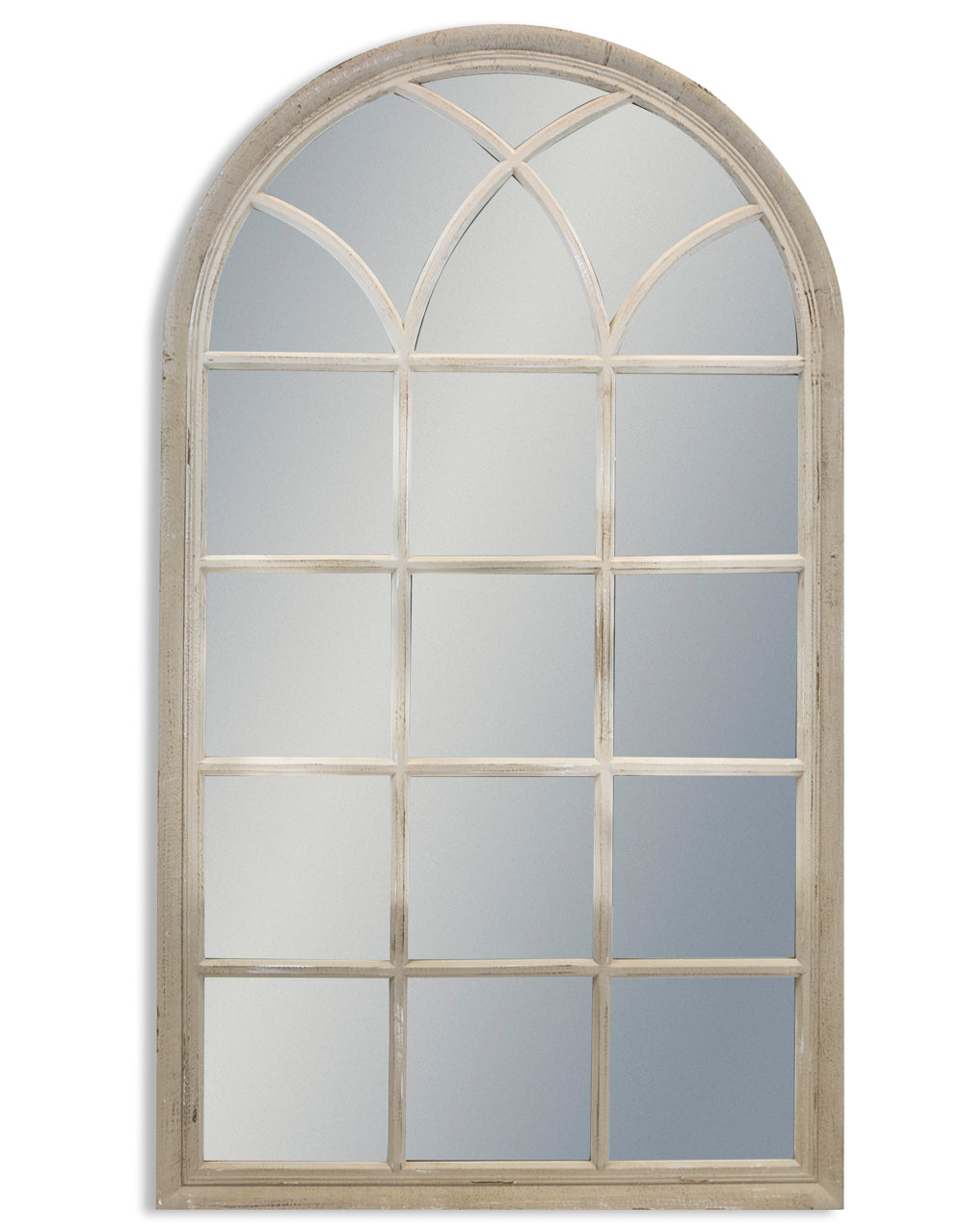 Large French Grey Arch Window Mirror