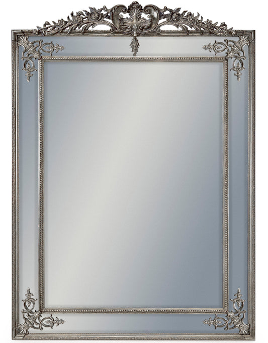 Large Silver French Mirror with Crest
