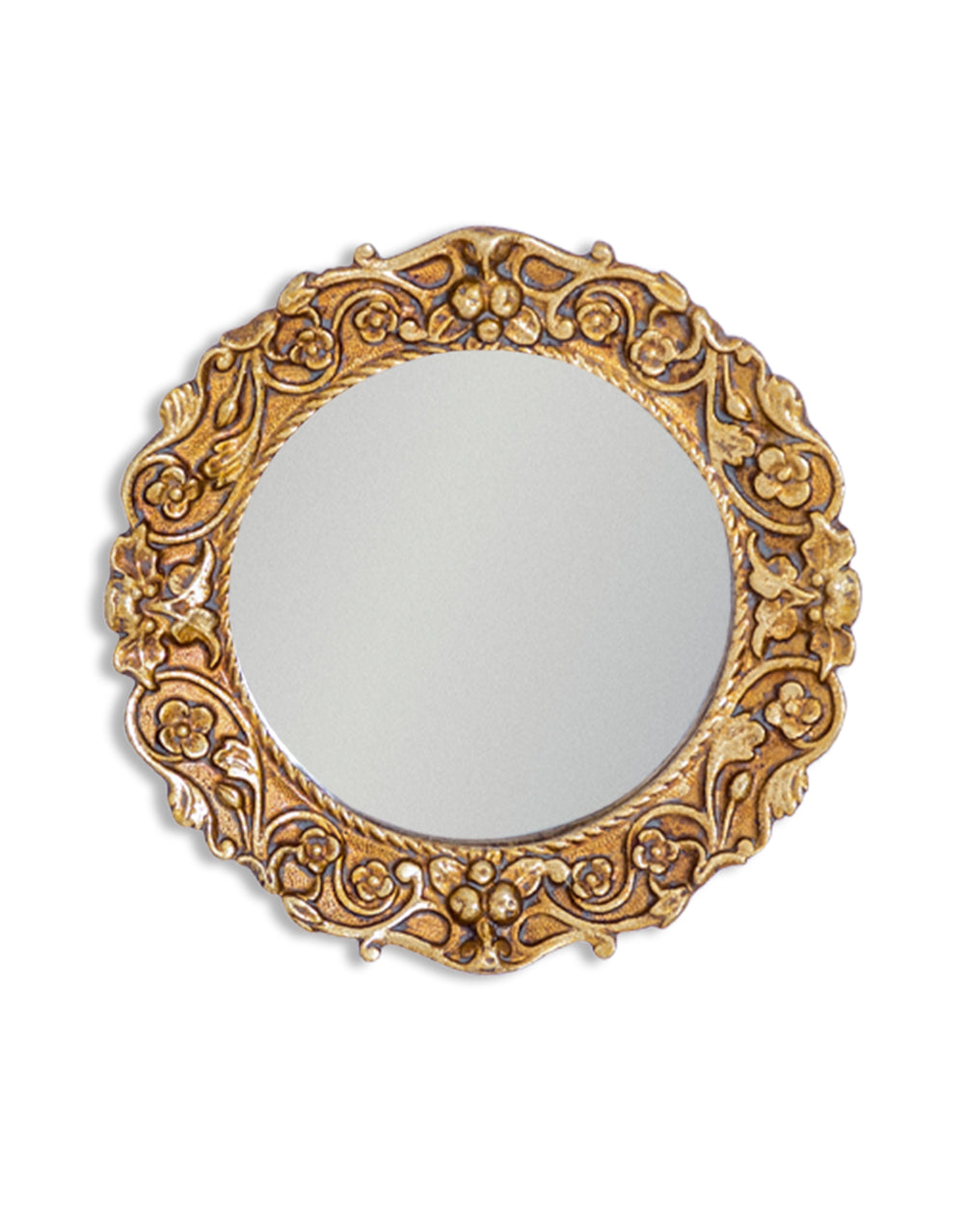 Ornate Antiqued Gold Framed Small Mirror