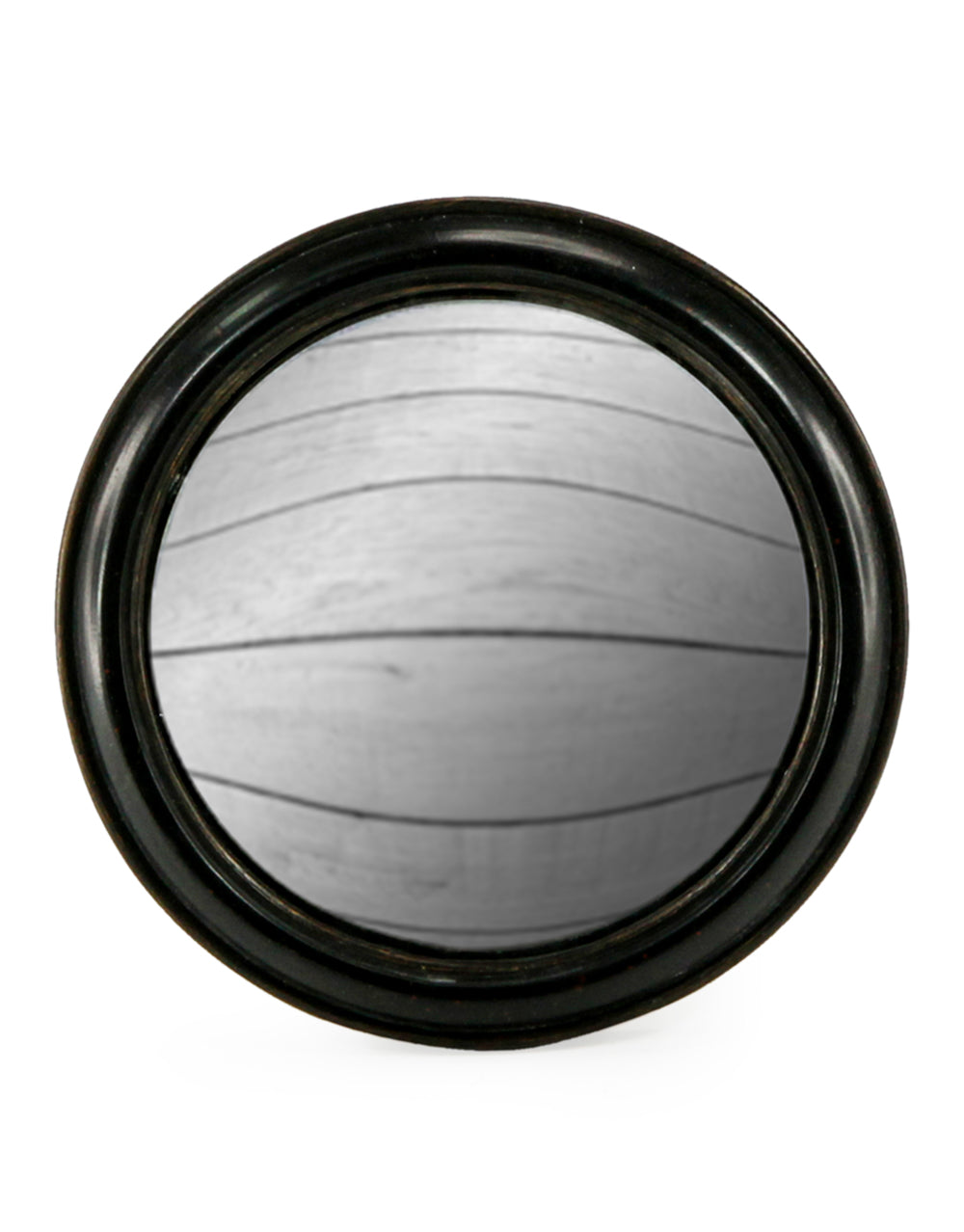 Antiqued Black Rounded Framed Large Convex Mirror