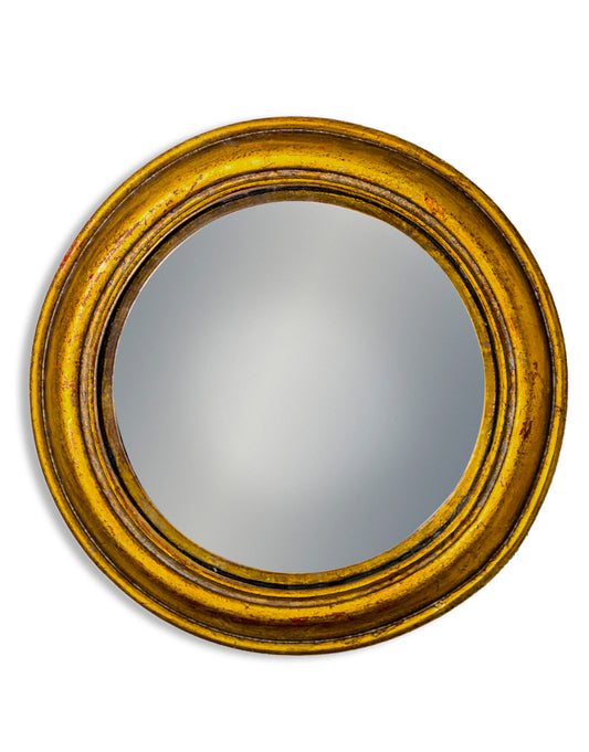 Antiqued Gold Rounded Framed Medium Convex Mirror