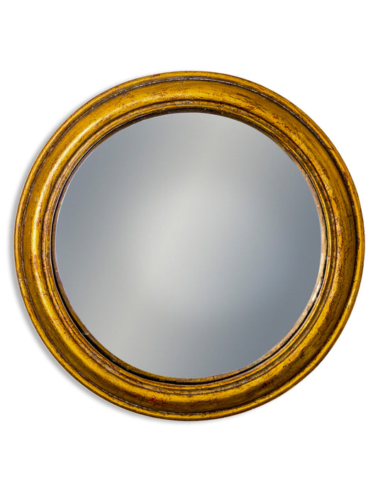 Antiqued Gold Rounded Framed Large Convex Mirror