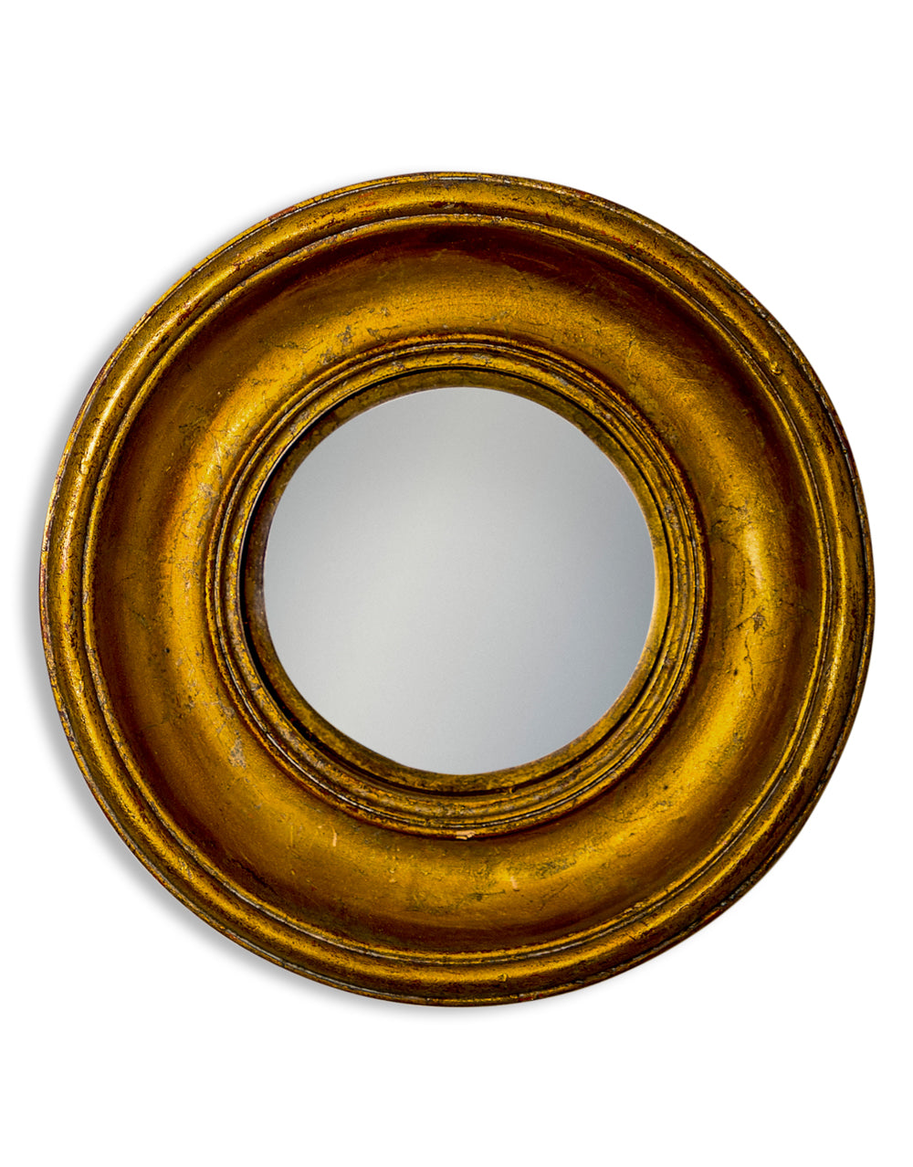 Antiqued Gold Deep Framed Small Convex Mirror