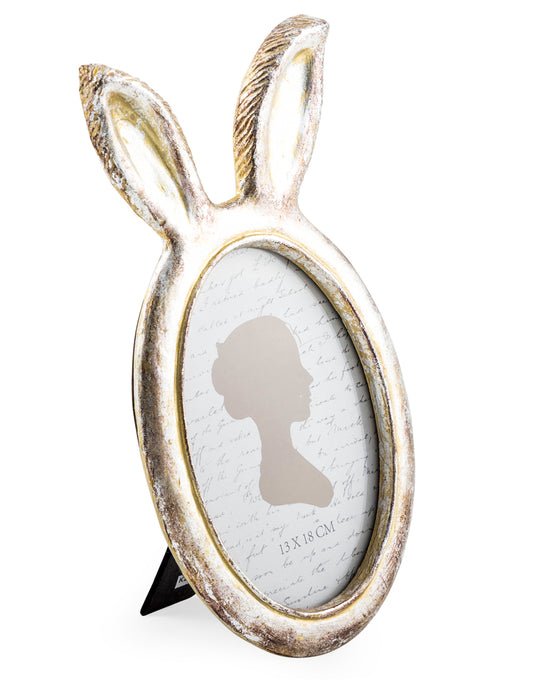 Large Antique Silver Rabbit Ears Photo Frame