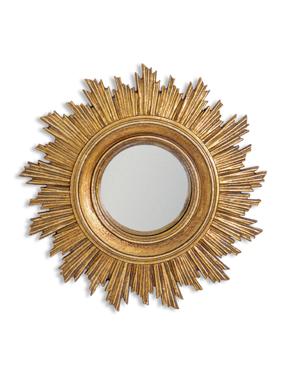 Ornate Antiqued Gold Framed Small Convex Mirror