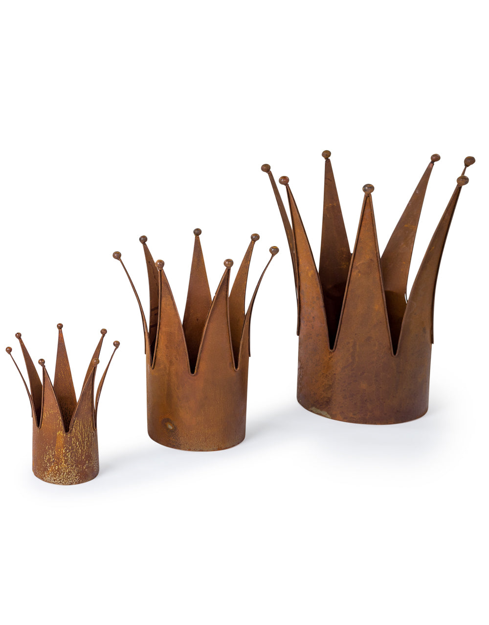 Antiqued Rusted S/3 Crown Planters