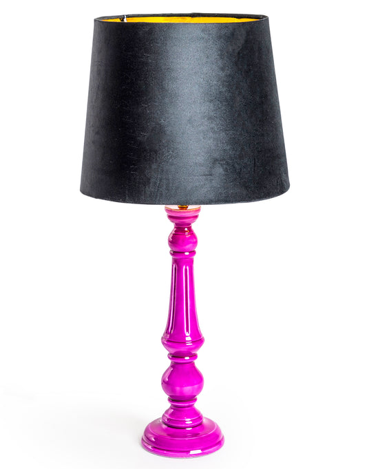 Purple Gloss Table Lamp with Metallic-Lined Velvet Shade