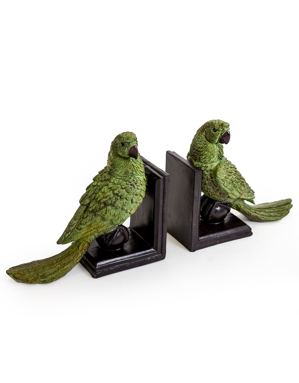 Pair of Green Parrot on Ball Bookends