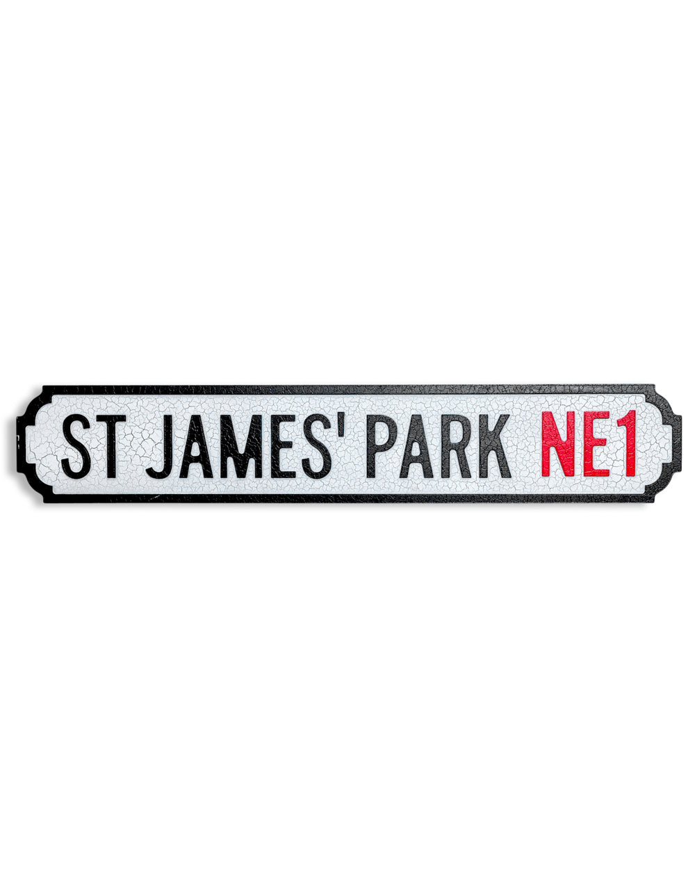 Antiqued Wooden "St James' Park NE1" Road Sign
