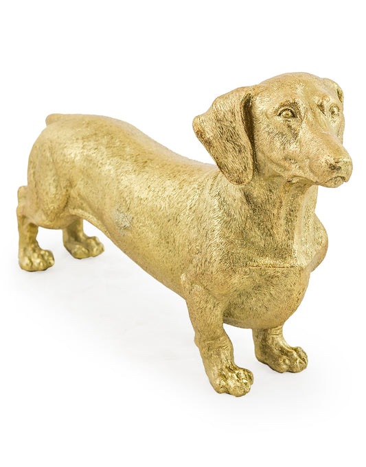 Gold Dachshund Hound Figure