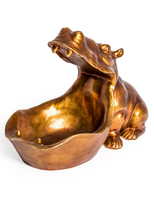 Antiqued Copper Hungry Hippo Storage Bowl