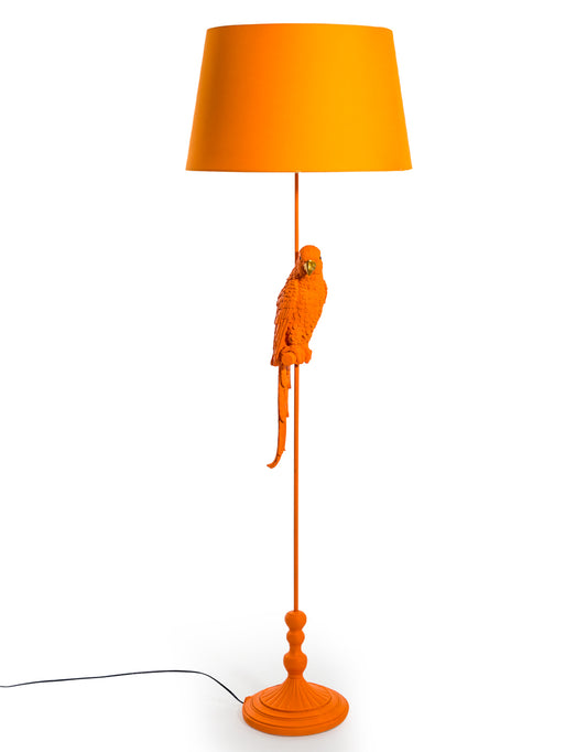 Matt Orange Parrot Floor Lamp with Orange Shade