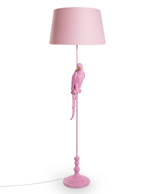 Matt Pink Parrot Floor Lamp with Pink Shade