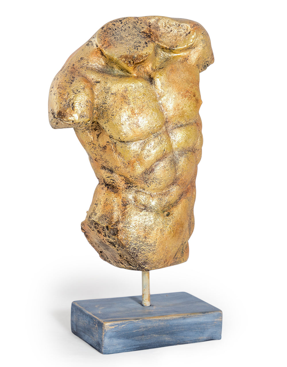 Antiqued Gold Classical Male Torso on Base