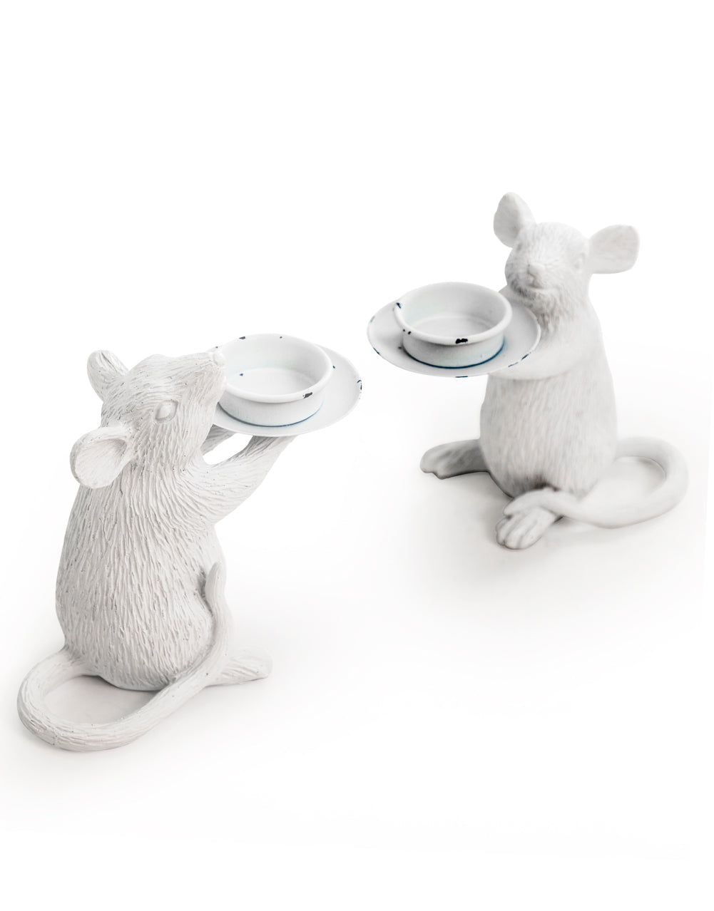 Pair of White Mouse Candle Holders