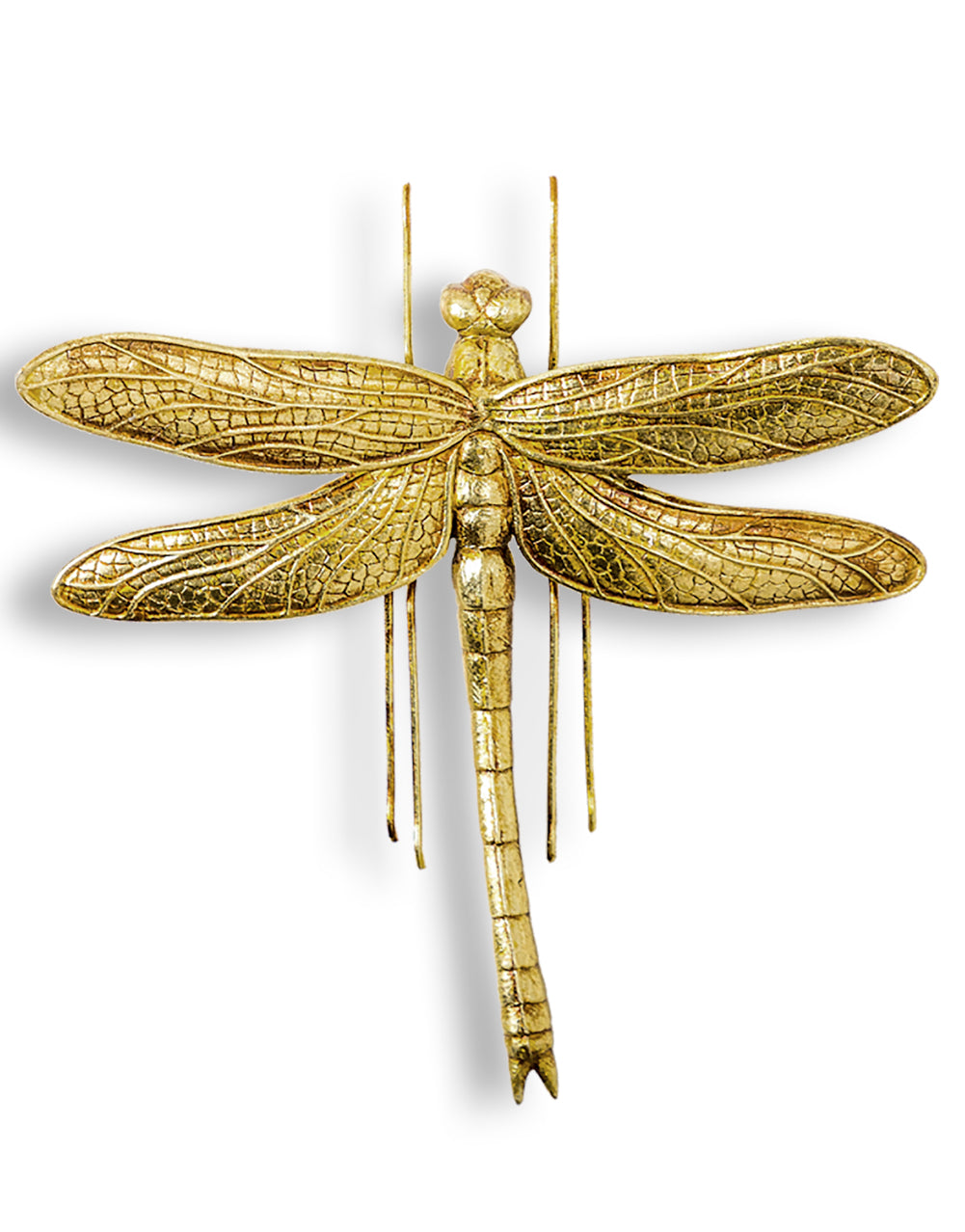 Large Antique Gold Dragonfly Wall Figure