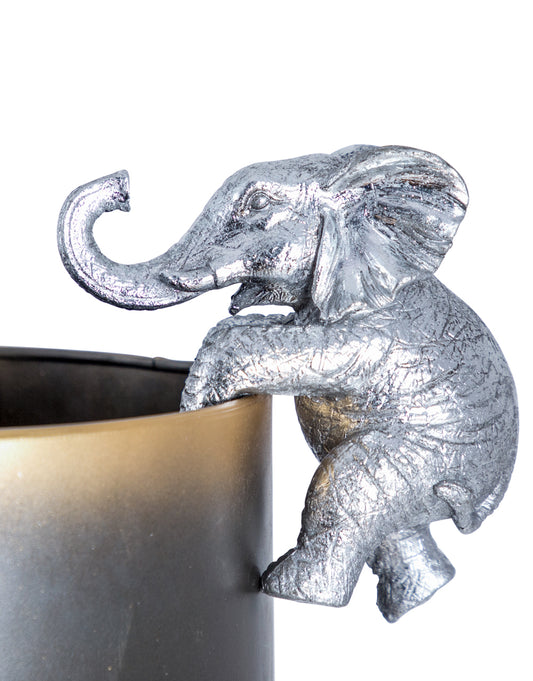 Antique Silver Hanging Elephant Pot Decor